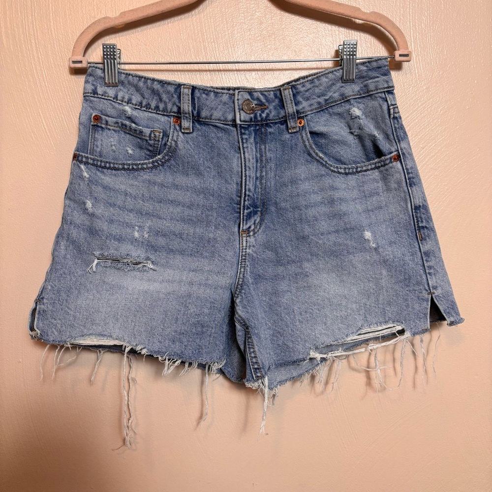 Garage Women’s Juniors Shorts Jeans Cut‎ Offs High Rise Denim Blue Distressed 28